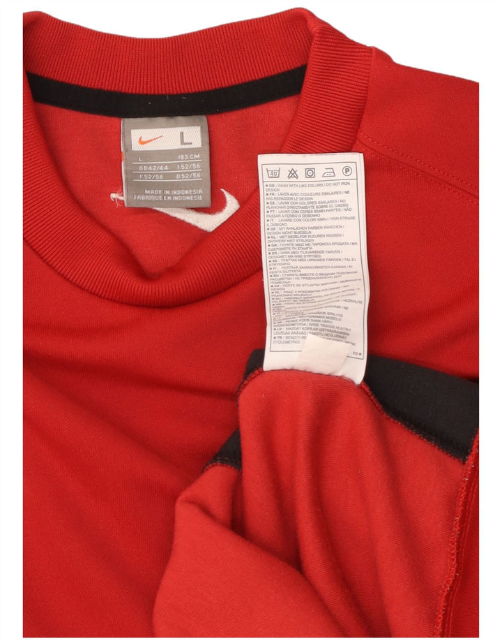 NIKE Herren-Sweatshirt-Pullover, UK 42/44, großes rotes Farbblock-Polyester