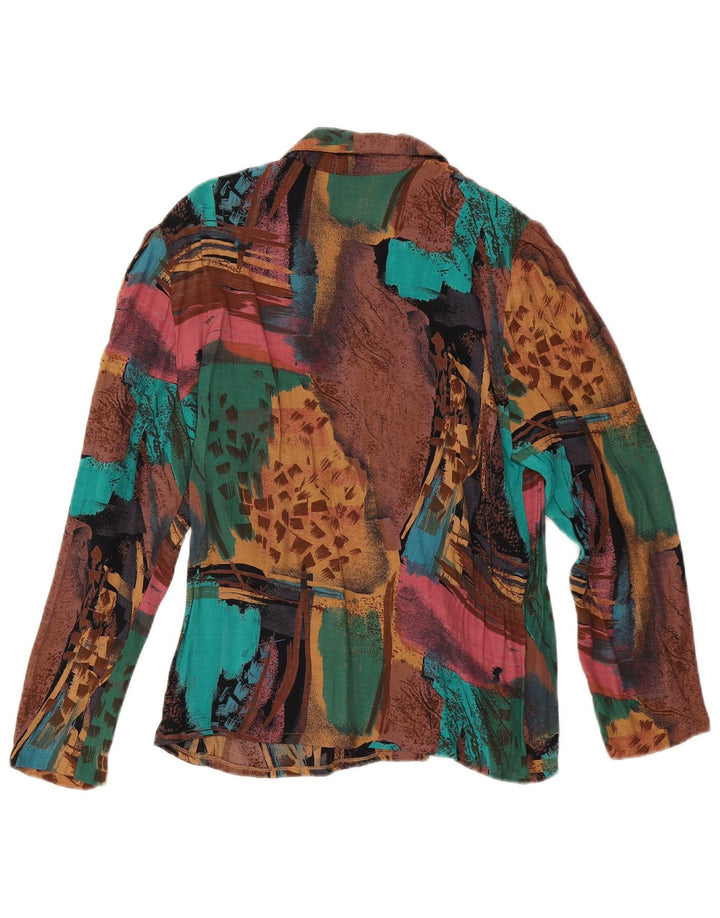 VINTAGE Womens Shirt Blouse UK 14 Medium Multicoloured Geometric Viscose