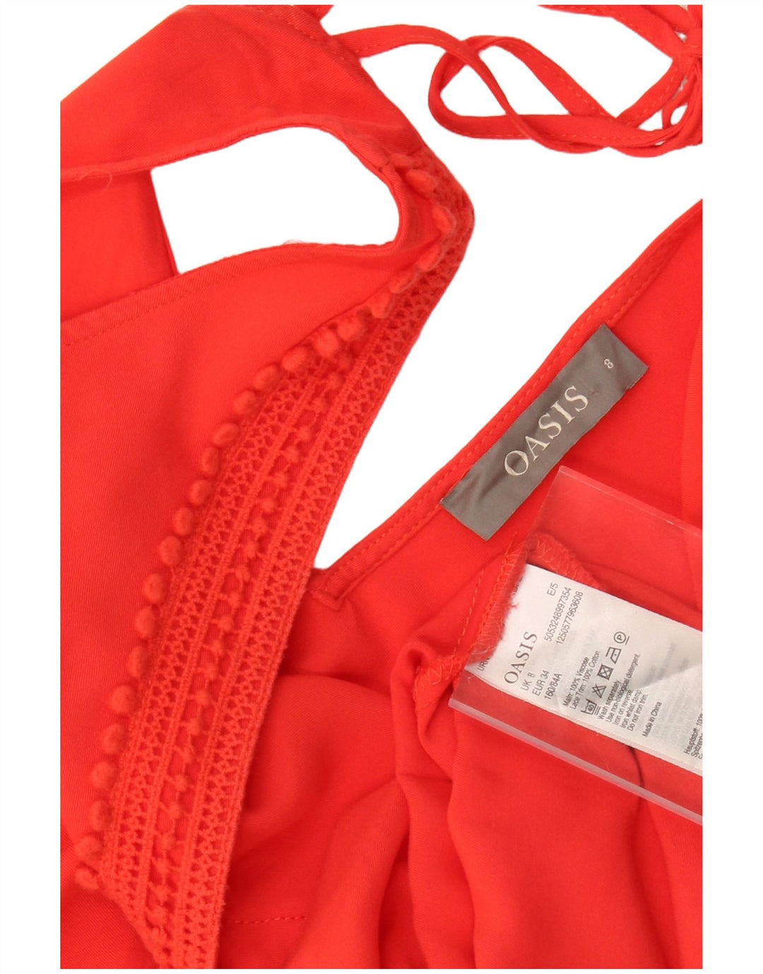 OASIS Womens Sleeveless Blouse Top UK 8 Small Red Viscose