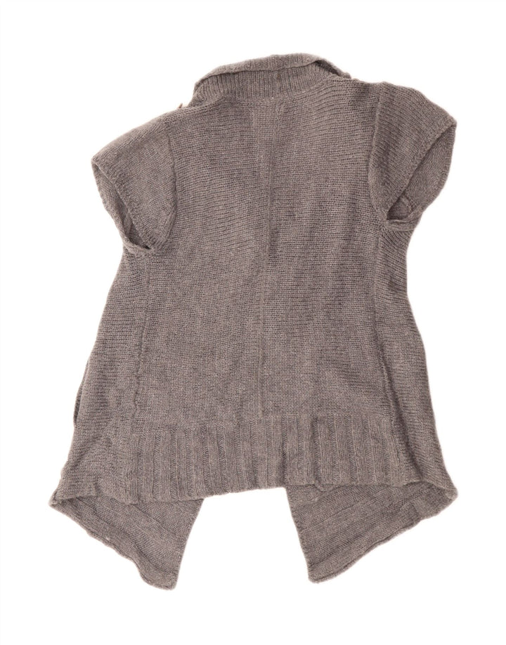 White Stuff Damen-Cardigan mit kurzen Ärmeln, offen, Gr. 10, Größe S, graue Wolle