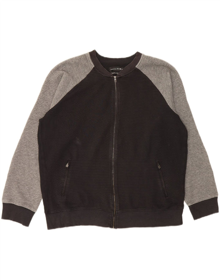 Zara Herren-Trainingsanzug-Oberteil, Jacke, 2XL, Schwarz, Colourblock-Baumwolle