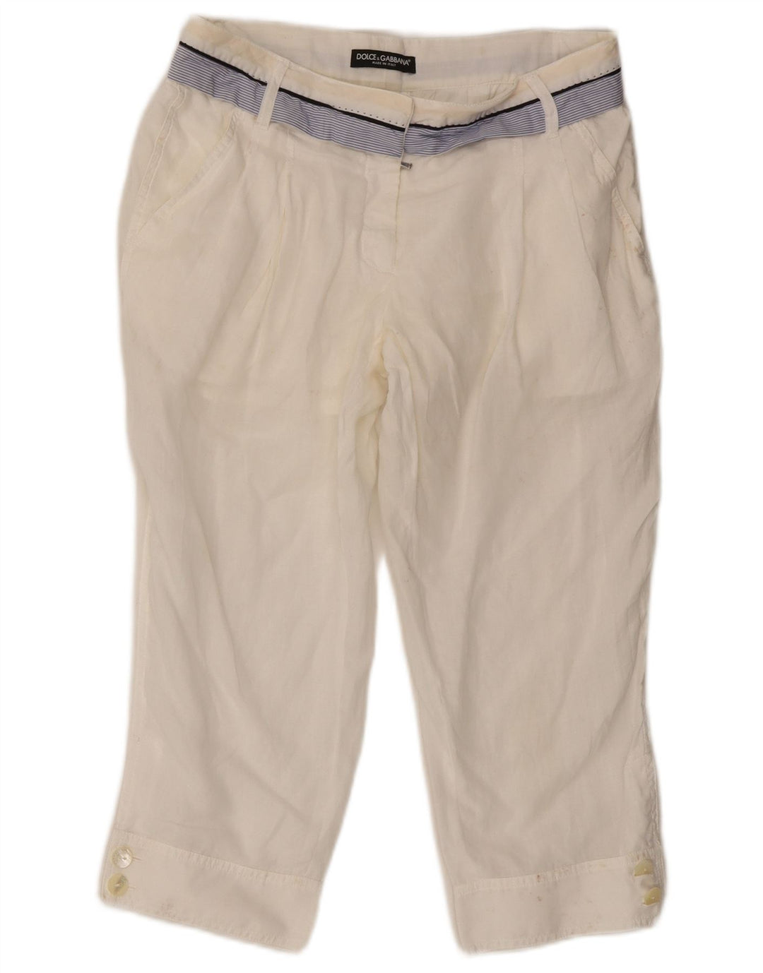 Dolce & Gabbana Damen Caprihose mit Pegged, IT 42, M, B30, L21, Weiß