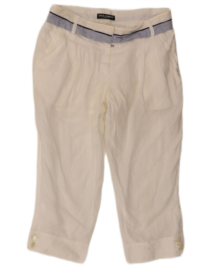 Dolce & Gabbana Damen Caprihose mit Pegged, IT 42, M, B30, L21, Weiß