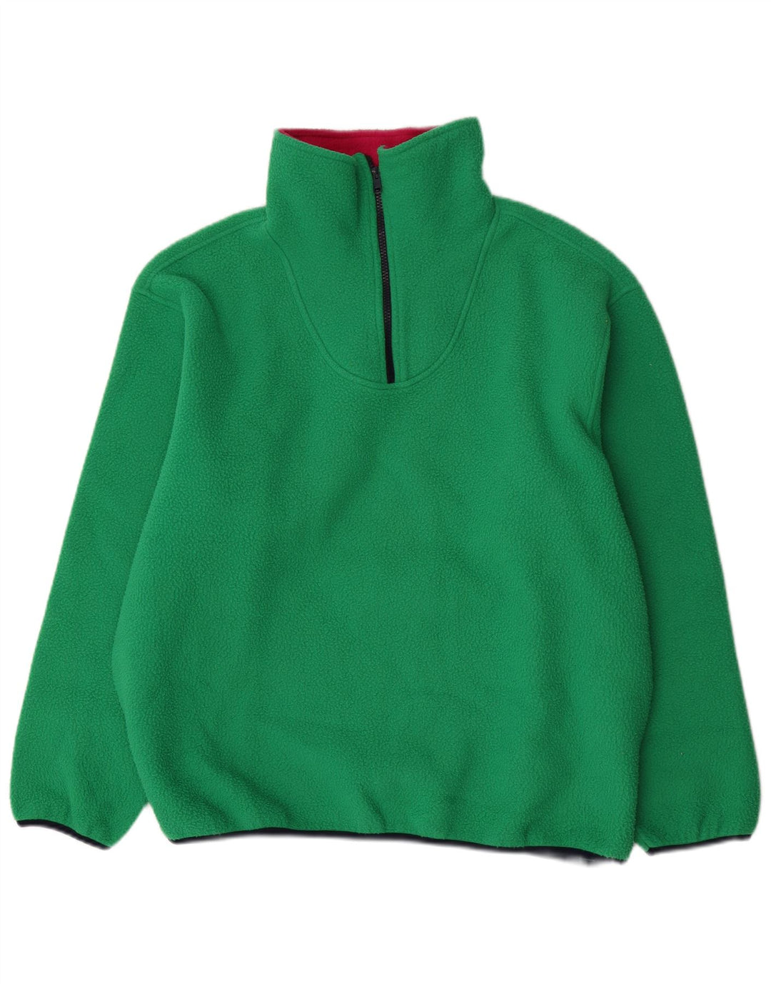 Sisley Herren-Fleecepullover mit Reißverschluss am Hals, mittelgrünes Polyester