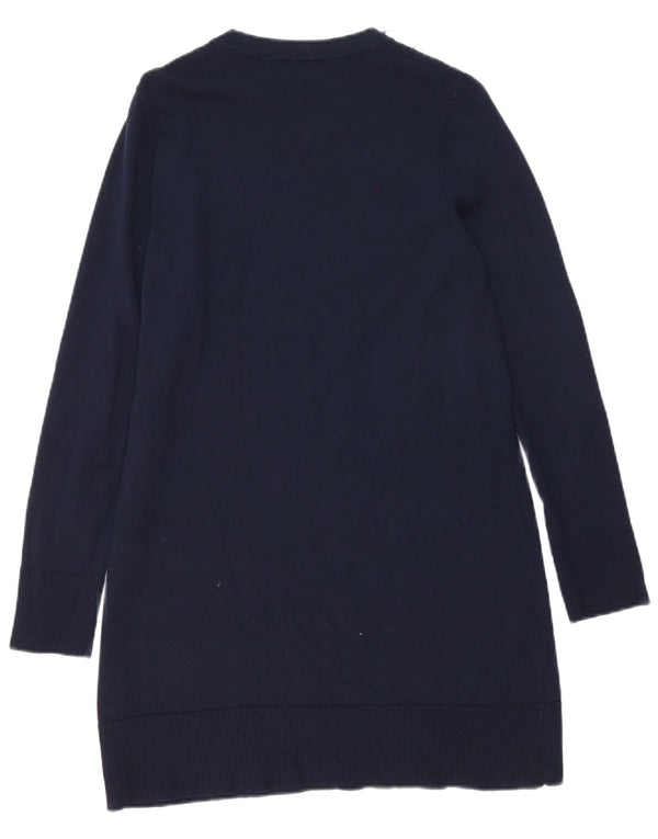 Zara Damen Langarm-Pulloverkleid UK 10 Small Marineblau