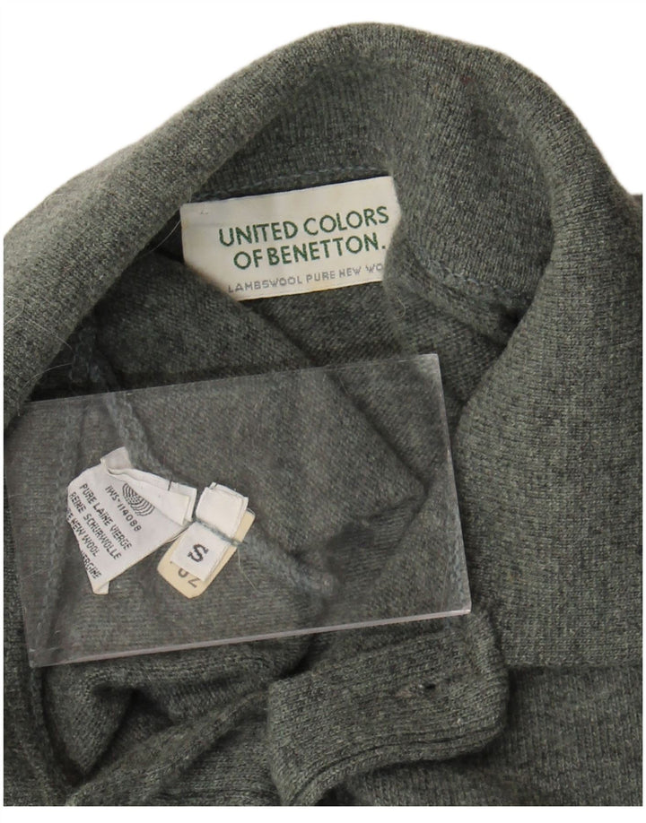 Benetton Herren-Pullover mit Rollkragen, Größe S, grüne Schurwolle