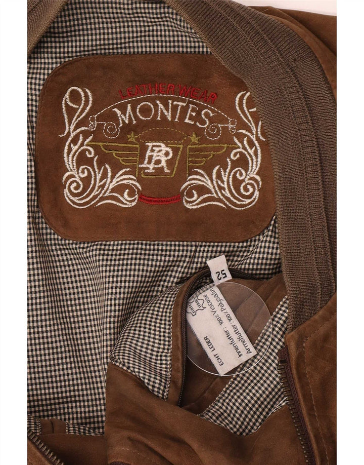 Montes Herren-Bomberjacke aus Wildleder, EU 52, XL, braunes Leder