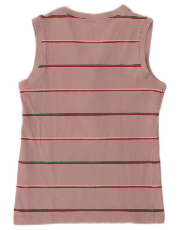 Nike Damen Weste Top UK 14/16 Große rosa gestreifte Baumwolle