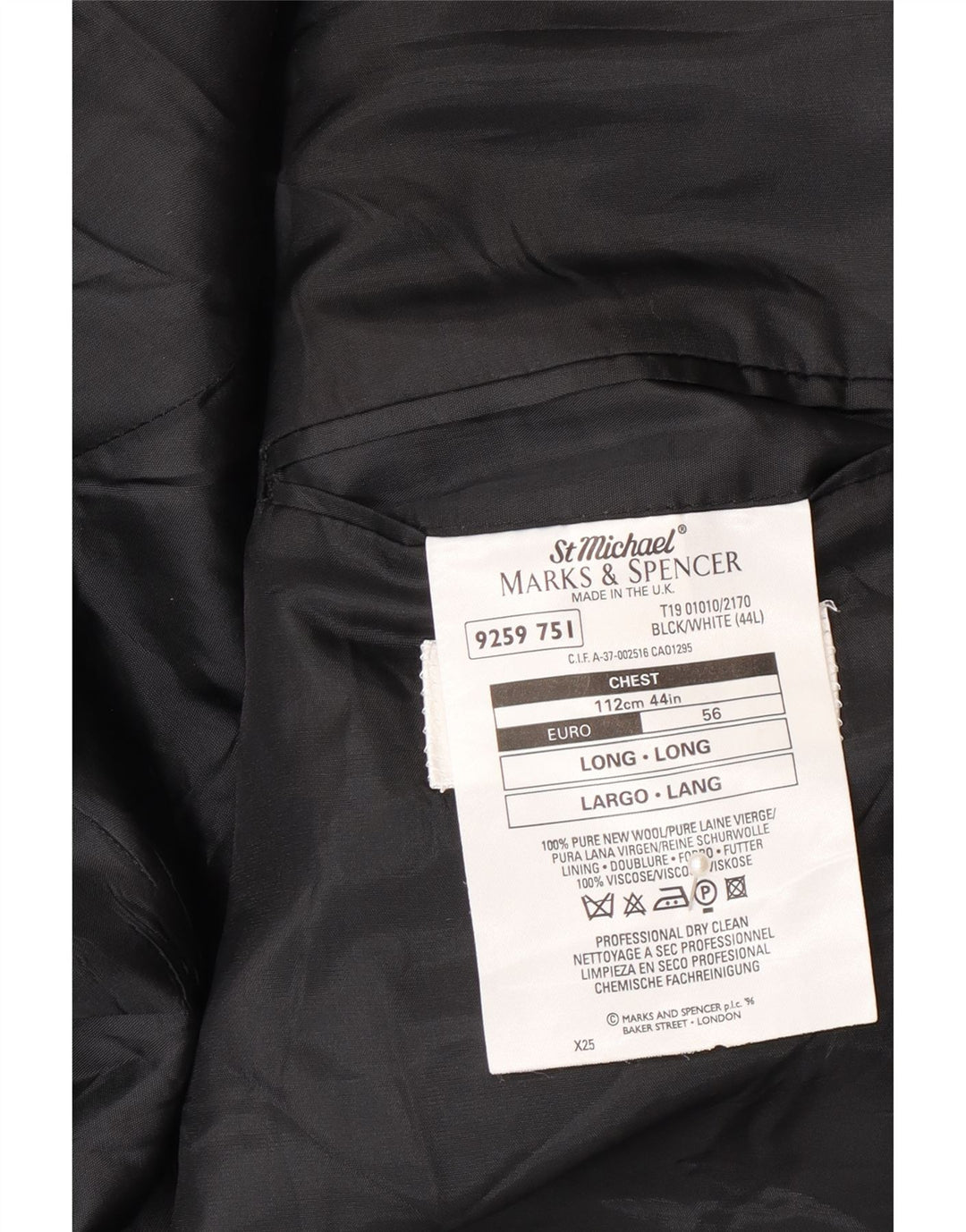 Marks & Spencer Herren-Blazer mit 2 Knöpfen, UK 44, XL, graue Wolle mit Fischgrätenmuster
