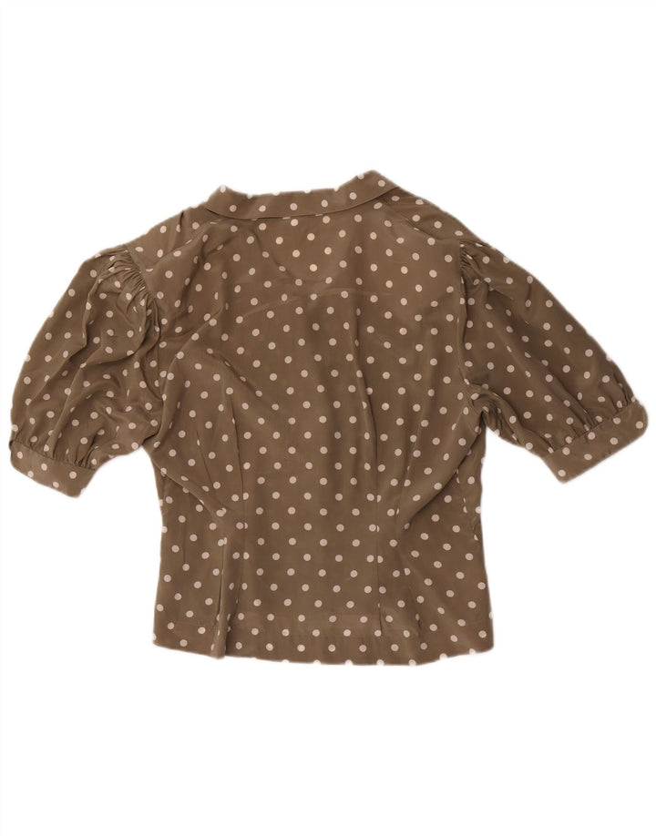 Andrea Mare Damen Kurzarm-Hemdbluse IT 46 Large Grey Polka Dot