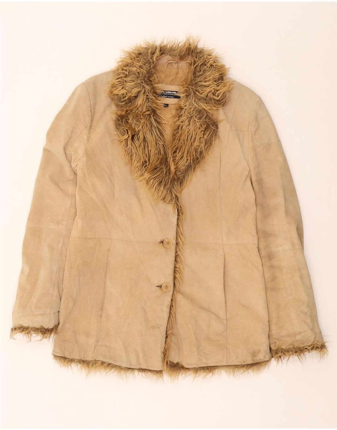 TOM TAILOR Damen Wildlederjacke UK 16 Large Beige Leder