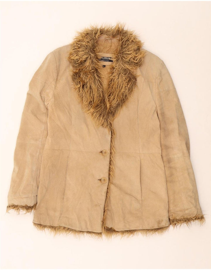 TOM TAILOR Damen Wildlederjacke UK 16 Large Beige Leder