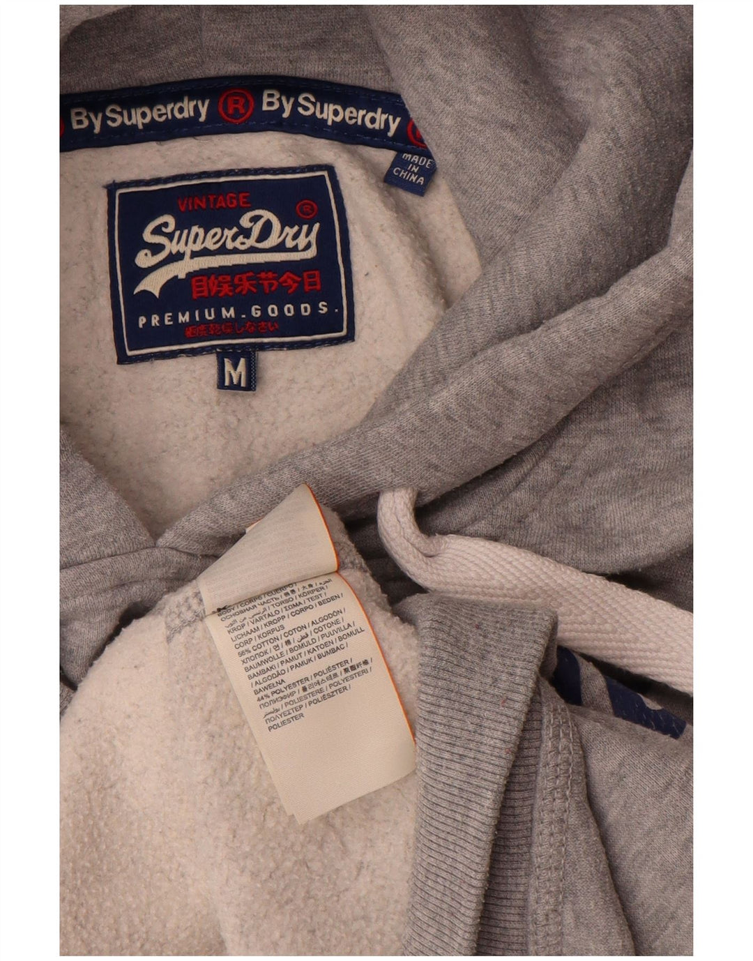 Superdry Herren-Pullover mit grafischem Kapuzenpullover, mittelgrau gesprenkelte Baumwolle