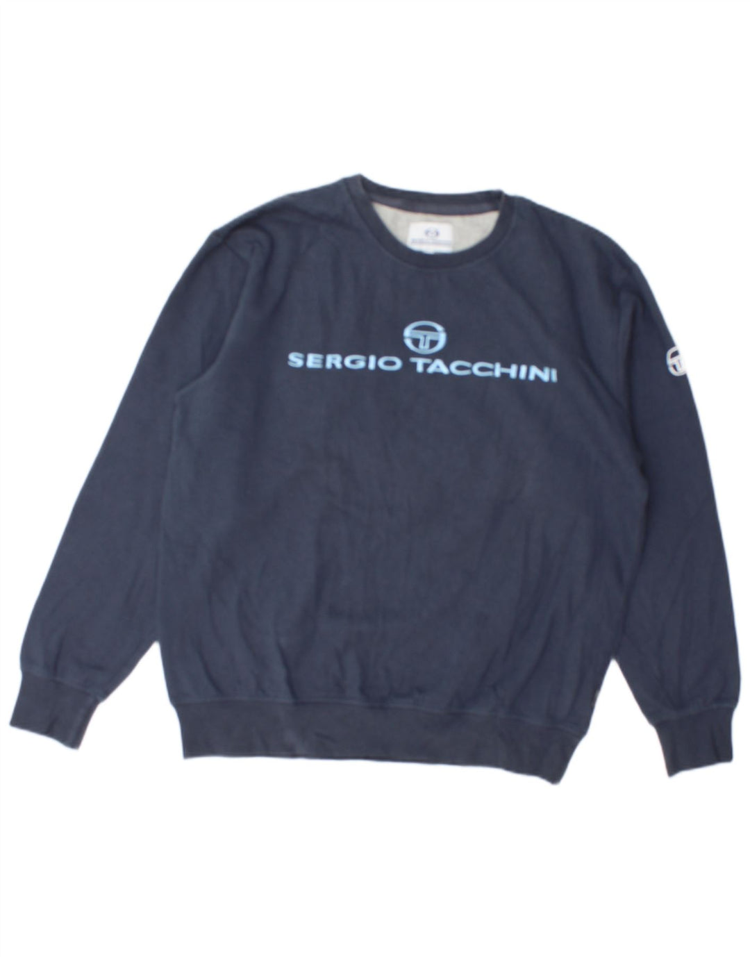 SERGIO TACCHINI Grafischer Herren-Sweatshirt-Pullover, mittlere marineblaue Baumwolle