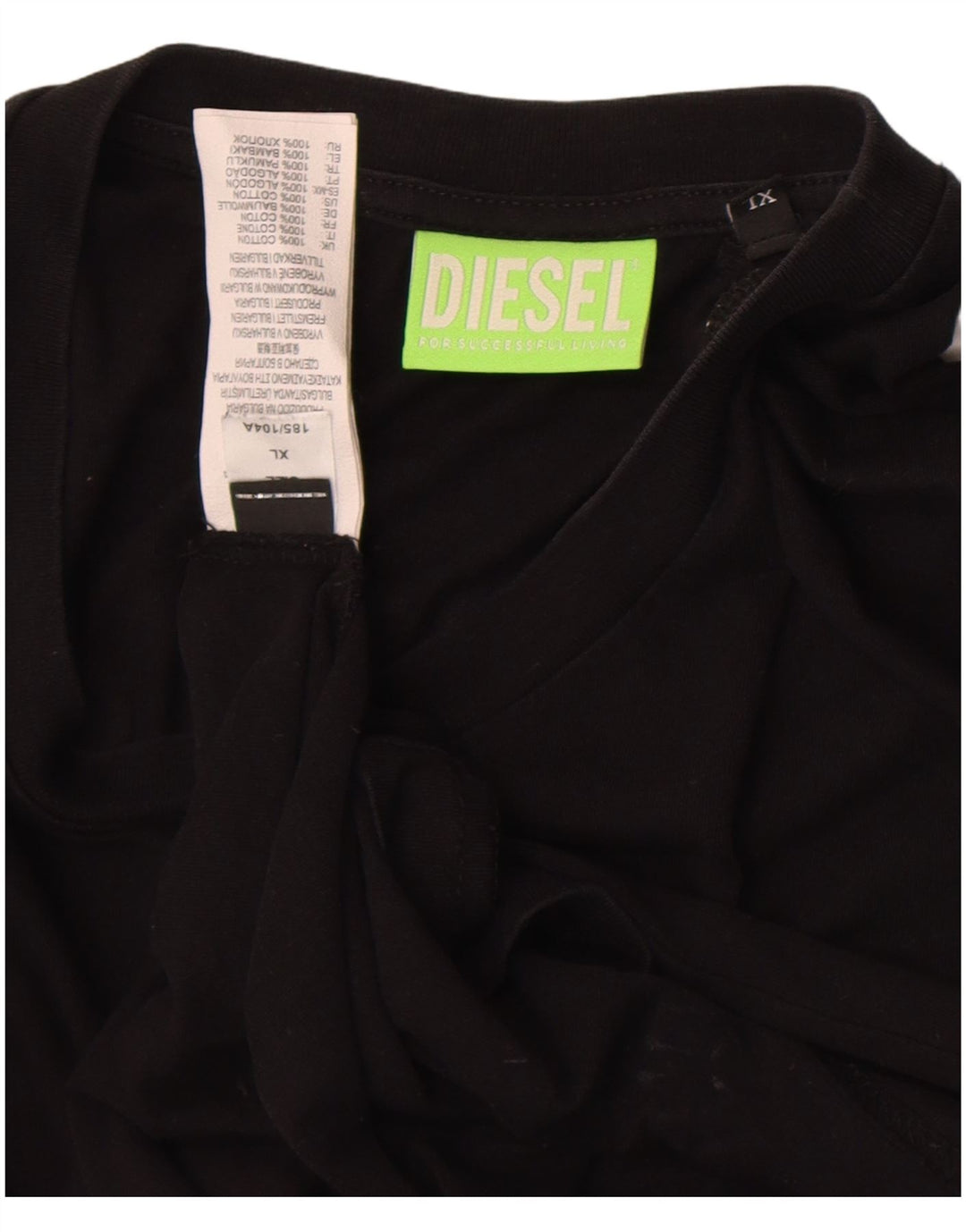 Diesel Herren Graphic T-Shirt Top XL Schwarz Baumwolle