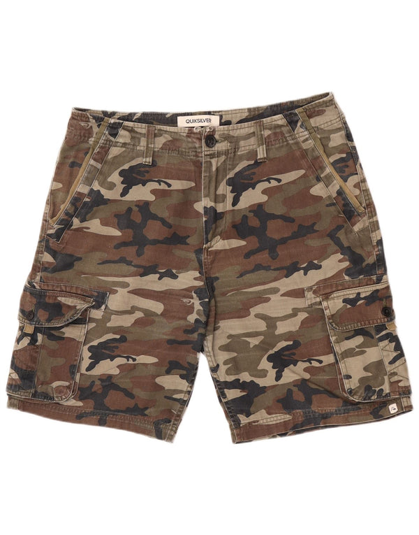 Quiksilver Mens Regular Cargo Shorts W32 Medium Khaki Camouflage Cotton