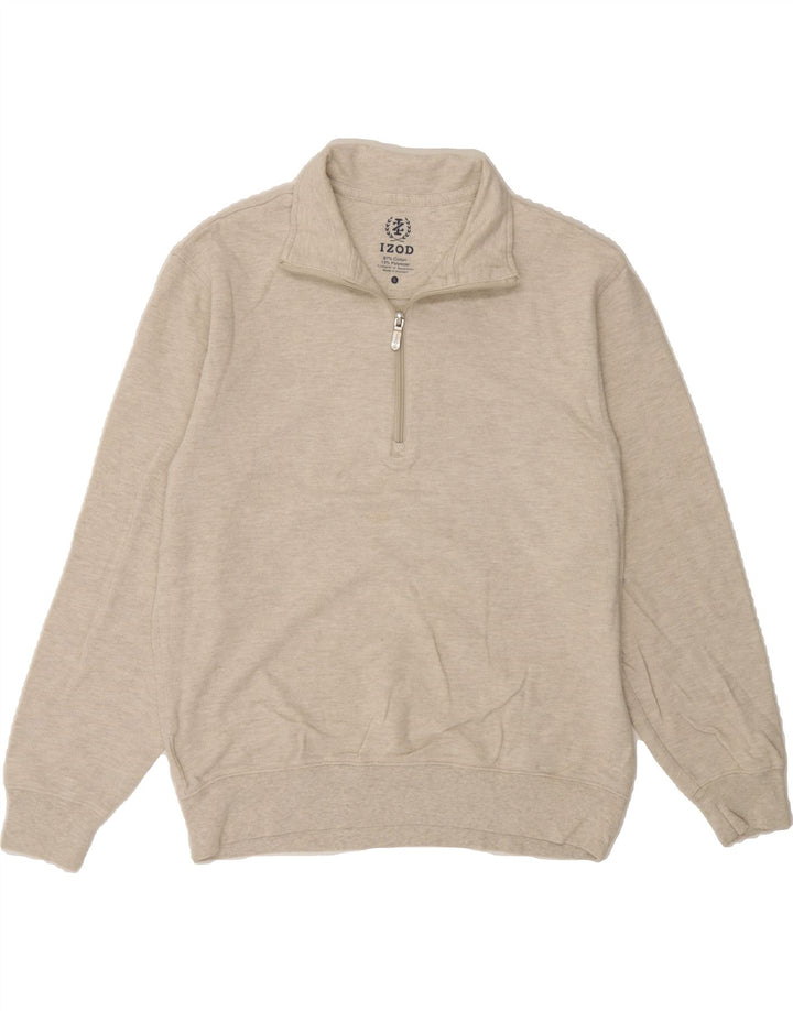 IZOD Mens Zip Neck Jumper Sweater Small Beige Cotton Vintage Izod and Second-Hand Izod from Messina Hembry 