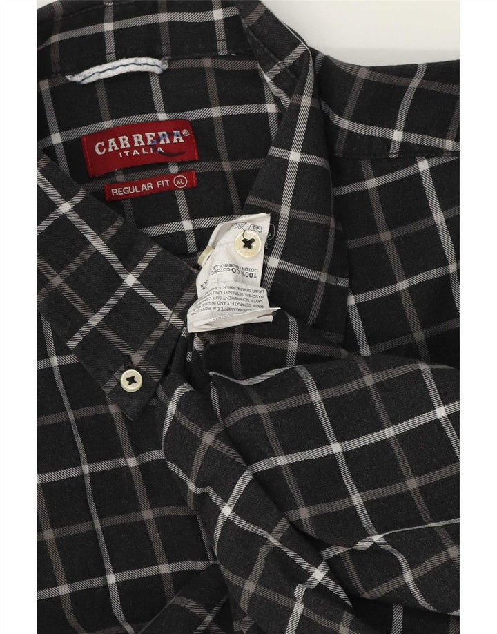 Carrera Herren-Hemd mit normaler Passform, XL, grau kariert, Baumwolle