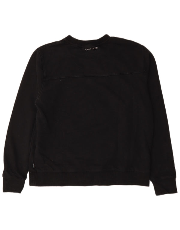 Calvin Klein Damen Grafik-Sweatshirt-Pullover UK 20 2XL Schwarz Baumwolle