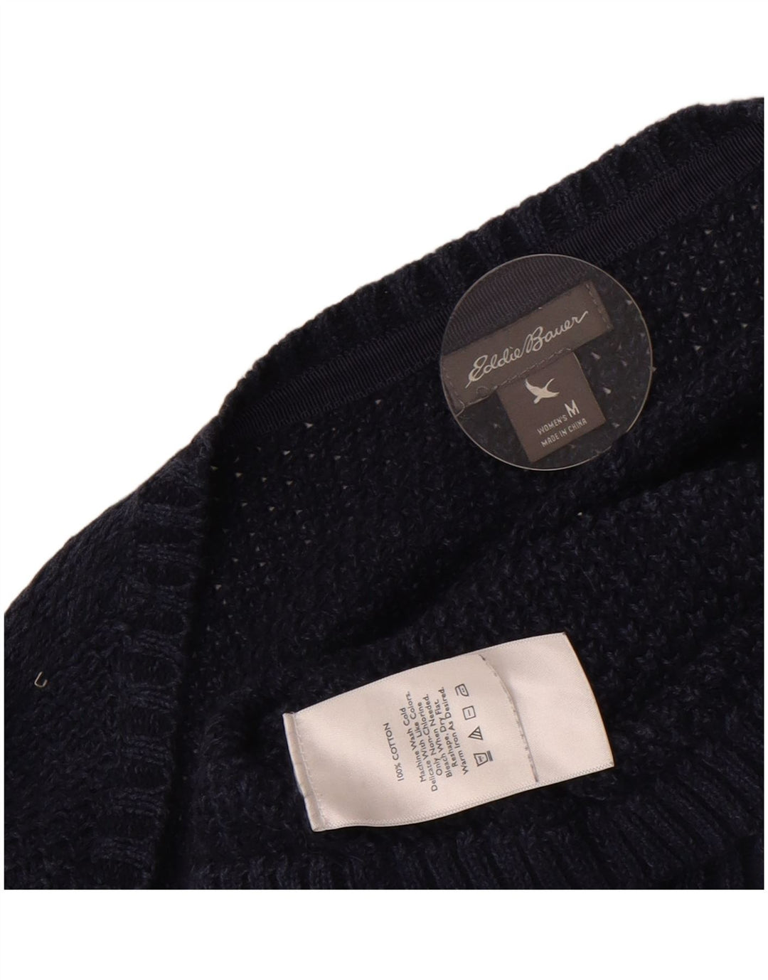 Eddie Bauer Damen-Cardigan-Pullover UK 14 Medium Navy Blue Cotton
