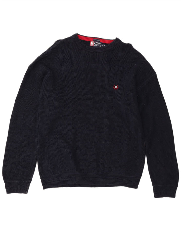 CHAPS RALPH LAUREN Herren-Pullover mit U-Boot-Ausschnitt, XL, Marineblau, Fischgrätenmuster