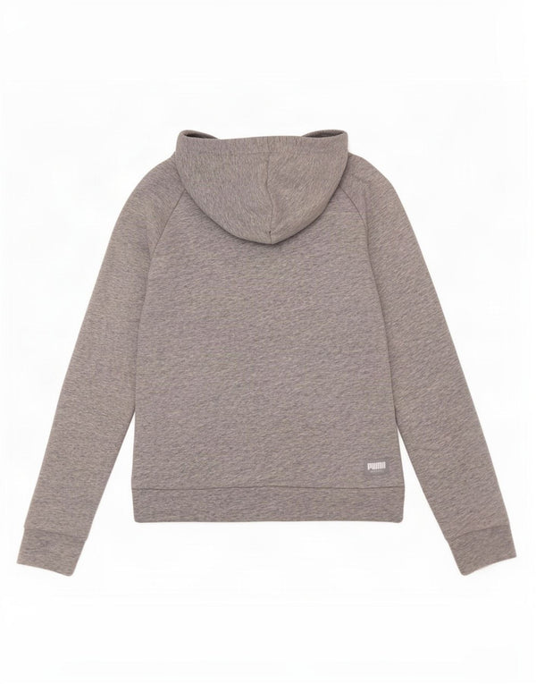 Puma Womens Graphic Hoodie Pullover UK 12 Mittelgrau gefleckte Baumwolle