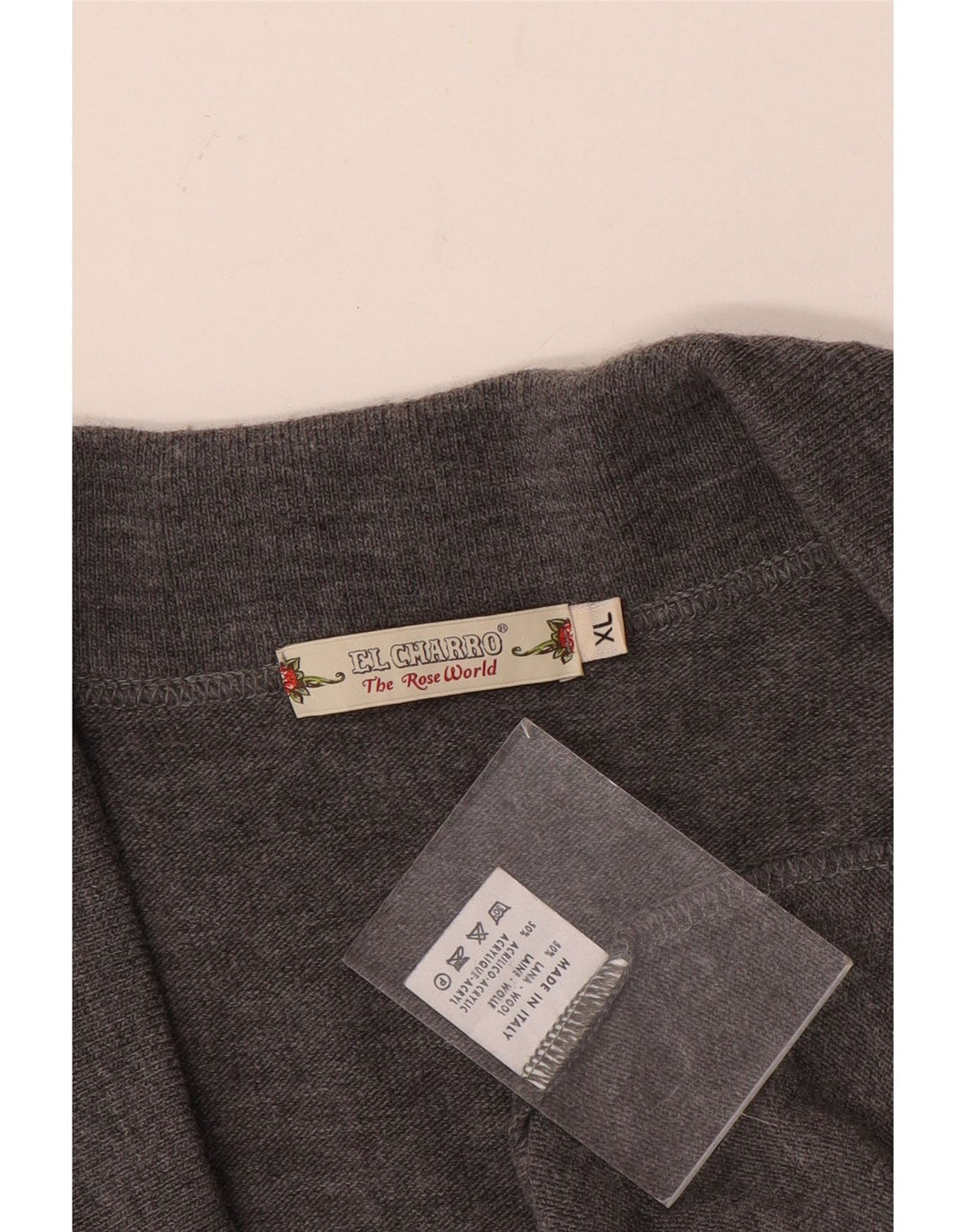 El Charro Herren-Cardigan-Pullover XL aus grauer Wolle