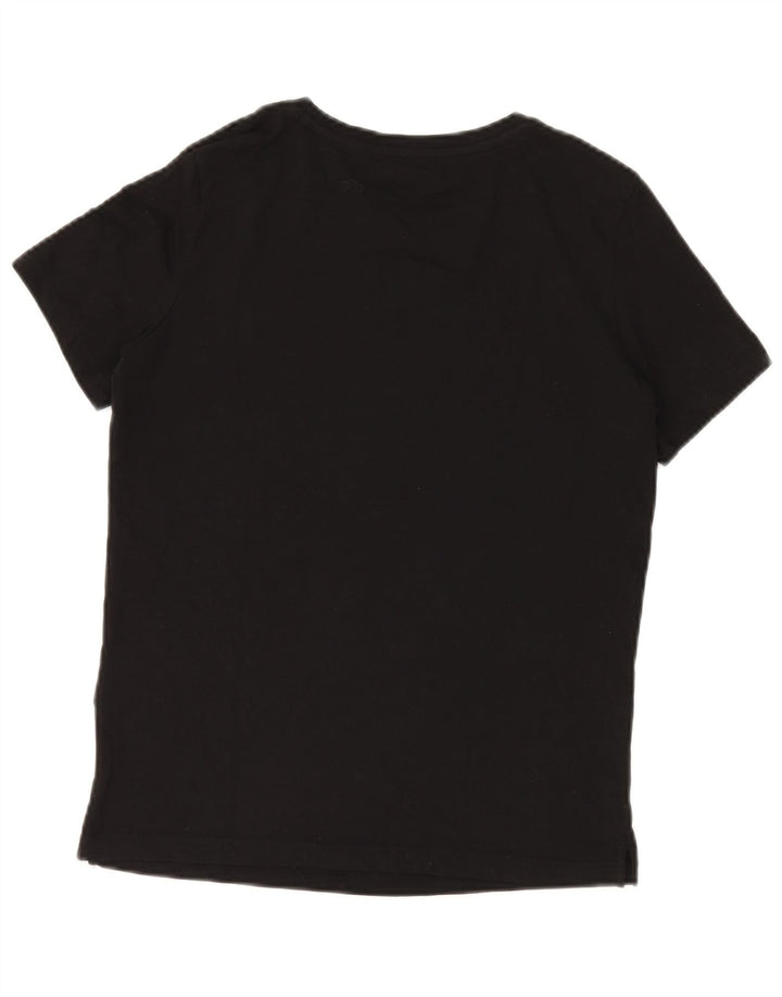 Guess Damen Grafik-T-Shirt-Oberteil UK 14 Mittelschwarze Baumwolle