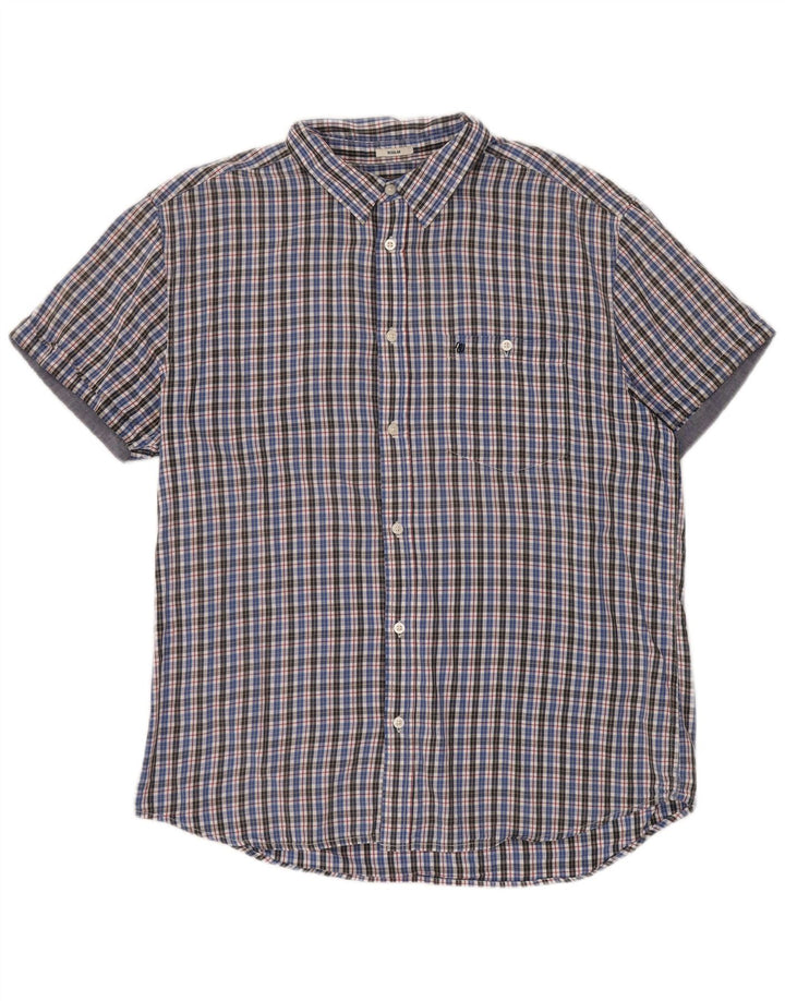 Wrangler Herren-Hemd, kurzärmelig, reguläre Passform, 2XL, blau kariert, Baumwolle