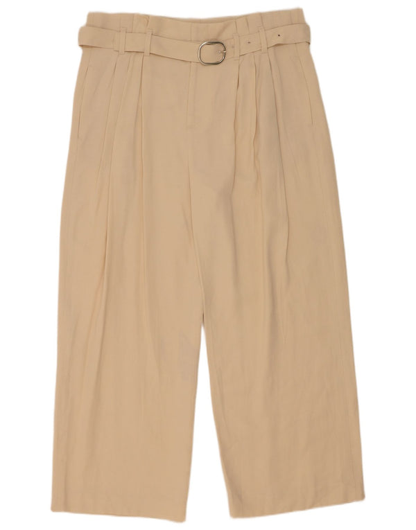 Zara Damen-Chinohose mit hoher Taille und Pegged, Größe L, W30, L27, Beige, Polyester