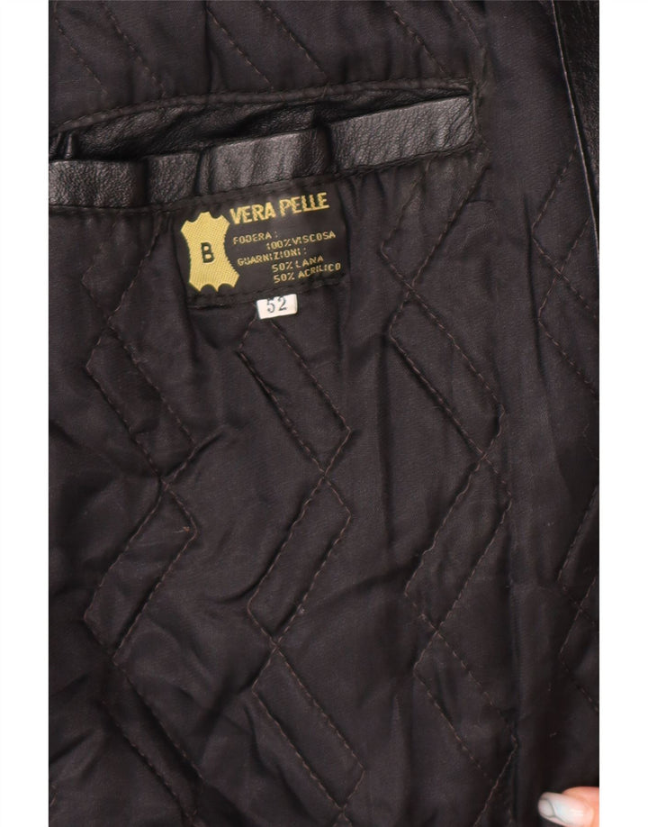 VINTAGE Mens Leather Jacket IT 52 XL Black Leather Vintage Vintage and Second-Hand Vintage from Messina Hembry 