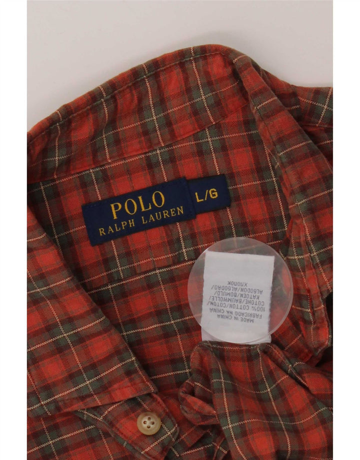 Polo Ralph Lauren Herrenhemd, groß, orange kariert, Baumwolle