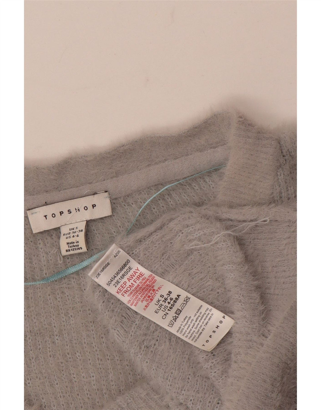 Topshop Damen-Pullover, bauchfrei, übergroß, V-Ausschnitt, Gr. 10, Größe S, Grau