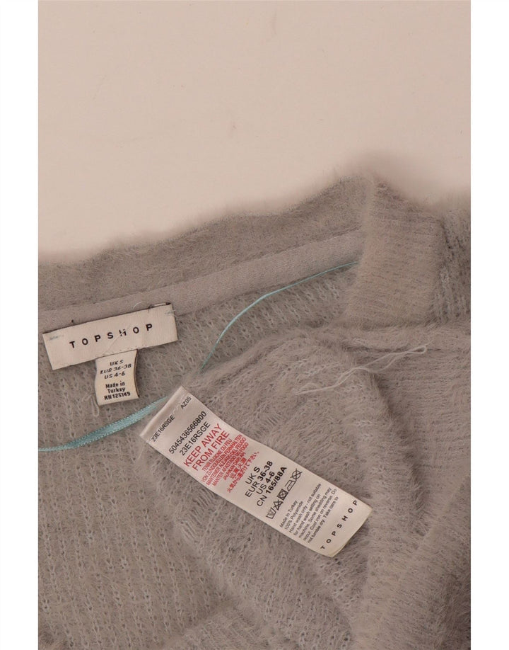 Topshop Damen-Pullover, bauchfrei, übergroß, V-Ausschnitt, Gr. 10, Größe S, Grau