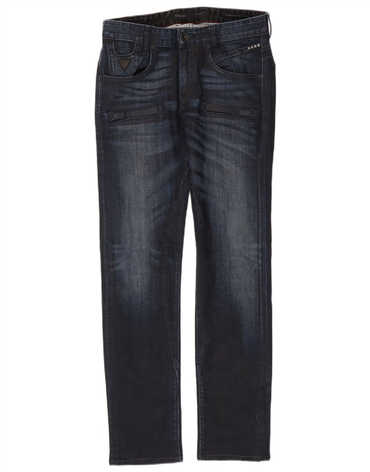Guess Herren Straight Jeans W30 L32 Marineblaue Baumwolle