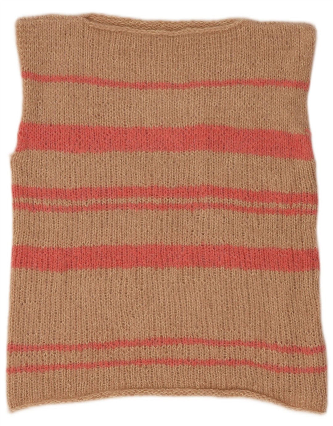 Vintage Damen Weste Tank Top UK 12 Mittelbraun gestreift