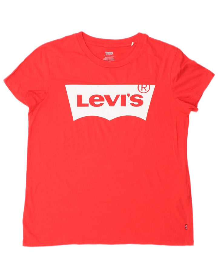 Levi's Damen-T-Shirt in Übergröße mit Grafik, UK 10, Größe S, Rot, Baumwolle
