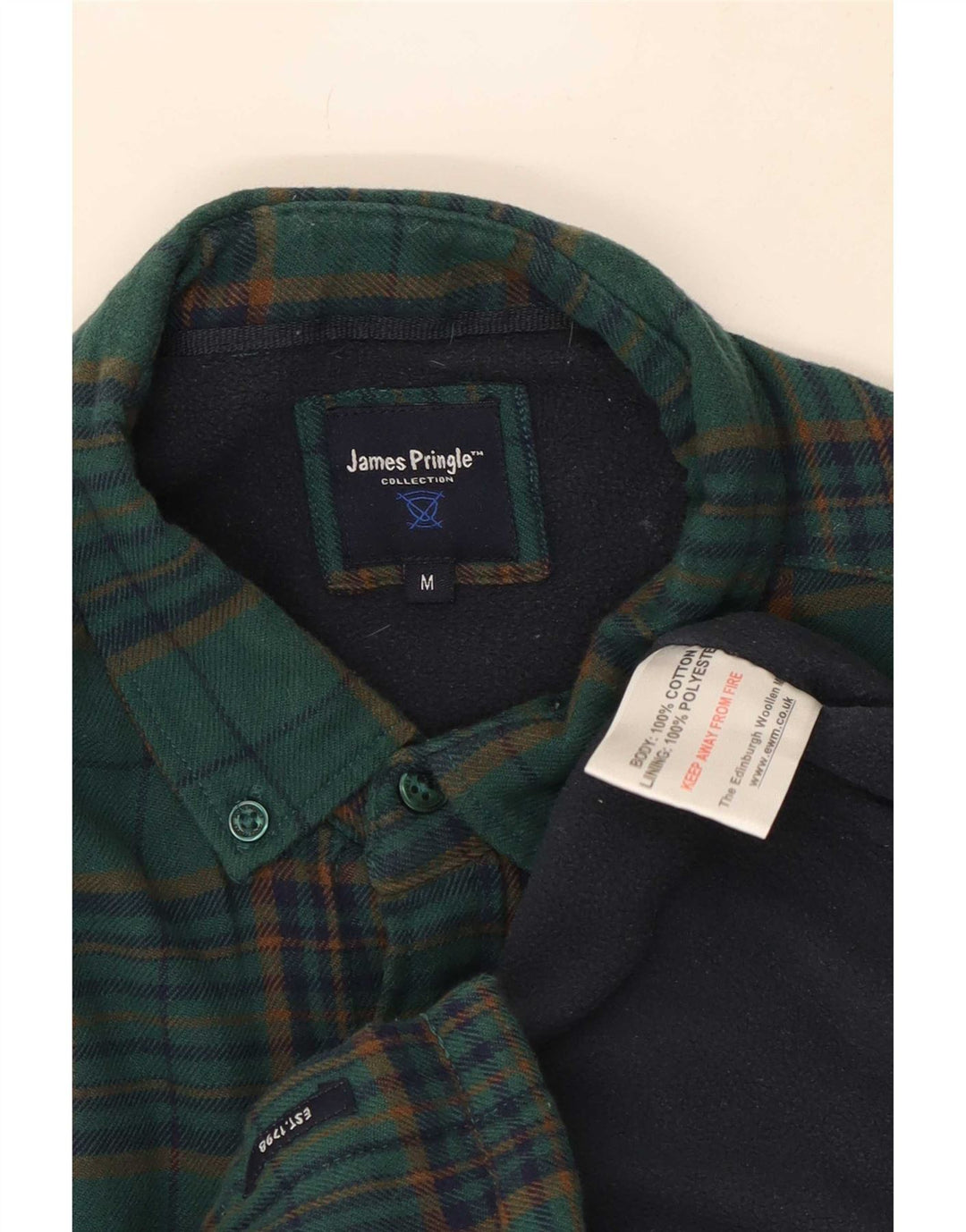 James Pringle Herren-Lumberjack-Flanellhemd aus mittelgrün karierter Baumwolle