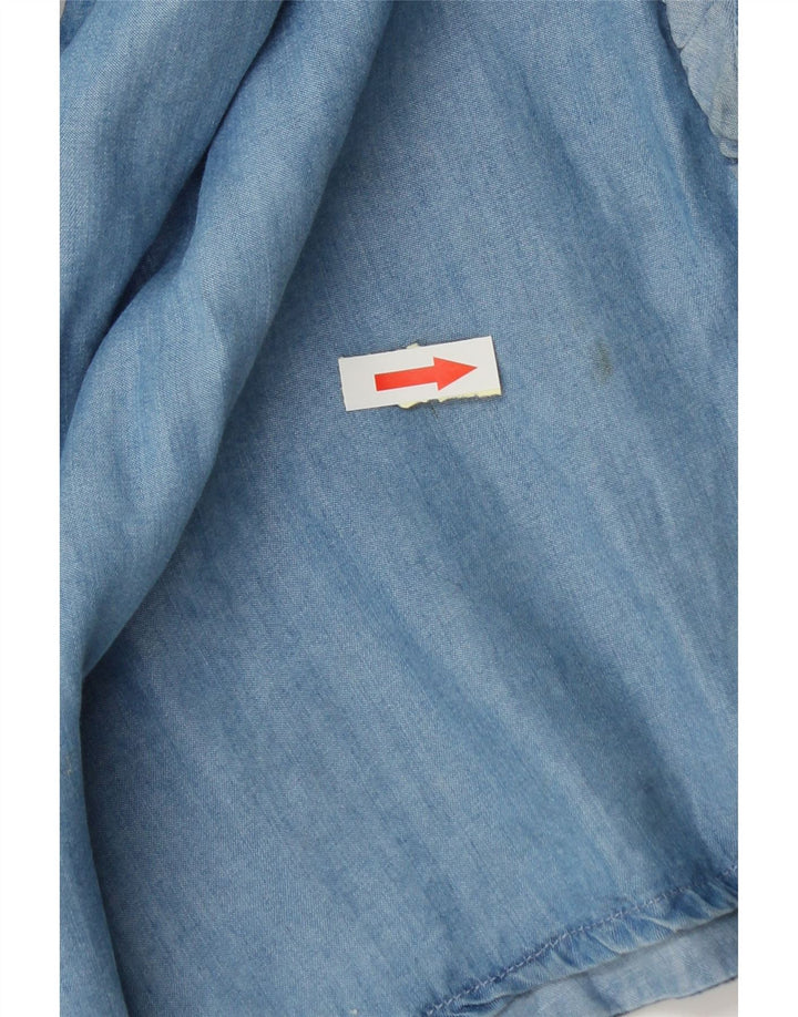Marks & Spencer Damen-Hemd mit Rüschen vorne, UK 20 2XL, blaue Baumwolle