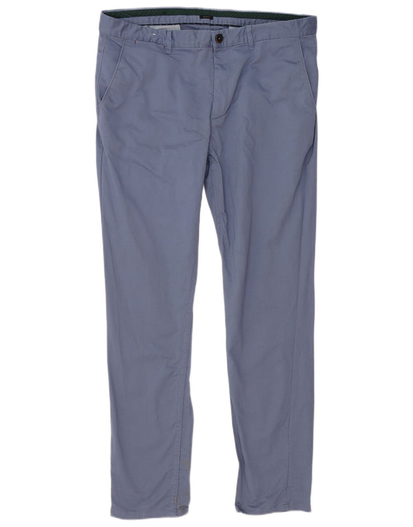 Zara Mens Skinny Chino Trousers EU 46 XL W36 L31 Blue Cotton