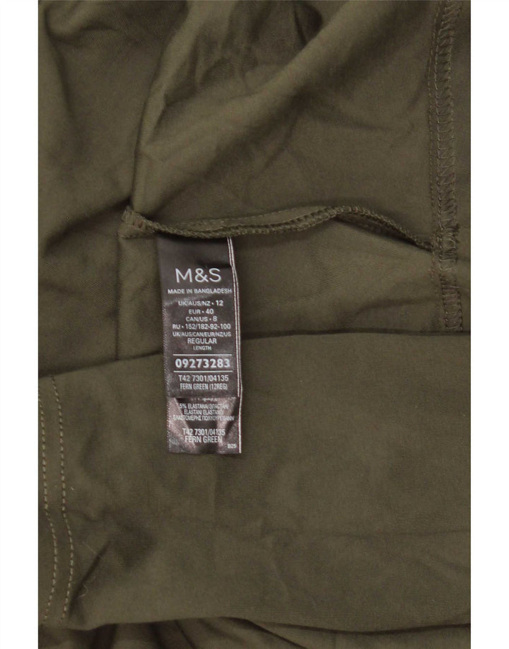Marks & Spencer Damen-Langarmkleid in A-Linie, UK 12, mittlere Khaki-Viskose