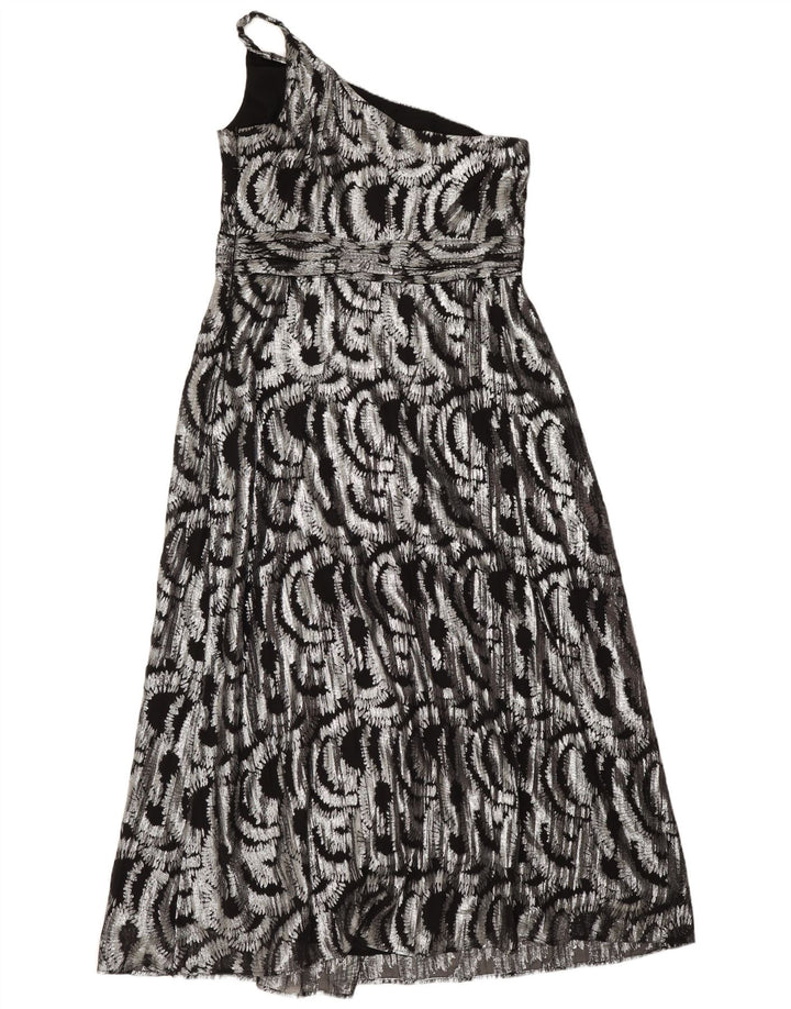 Monsoon Maxi-Kleid mit abstraktem Muster für Damen, One-Shoulder-Kleid, Gr. 46, Größe L, Silber