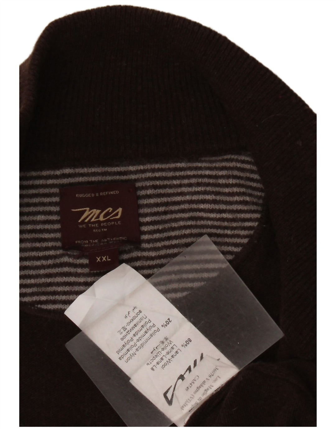 Marlboro Classics Herren-Pullover mit Reißverschluss, 2XL, braune Wolle