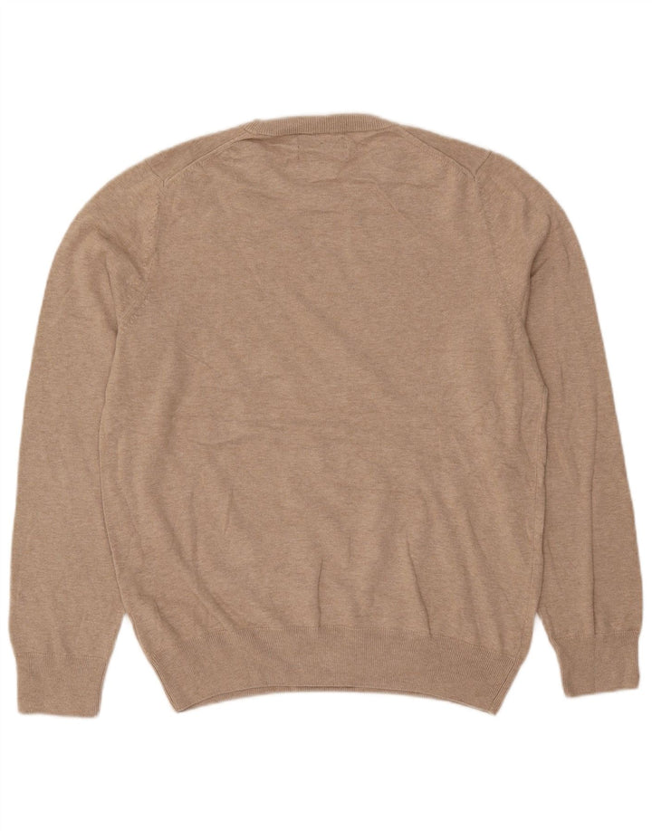 Marks & Spencer Herren-Pullover mit Rundhalsausschnitt, mittelbeige Baumwolle