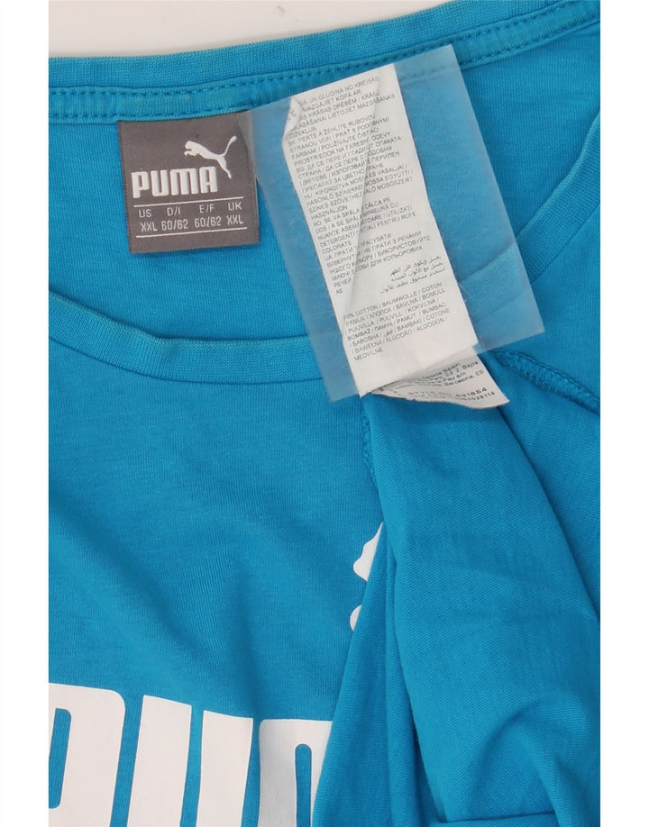Puma Herren Grafik T-Shirt Top 2XL Blau Baumwolle