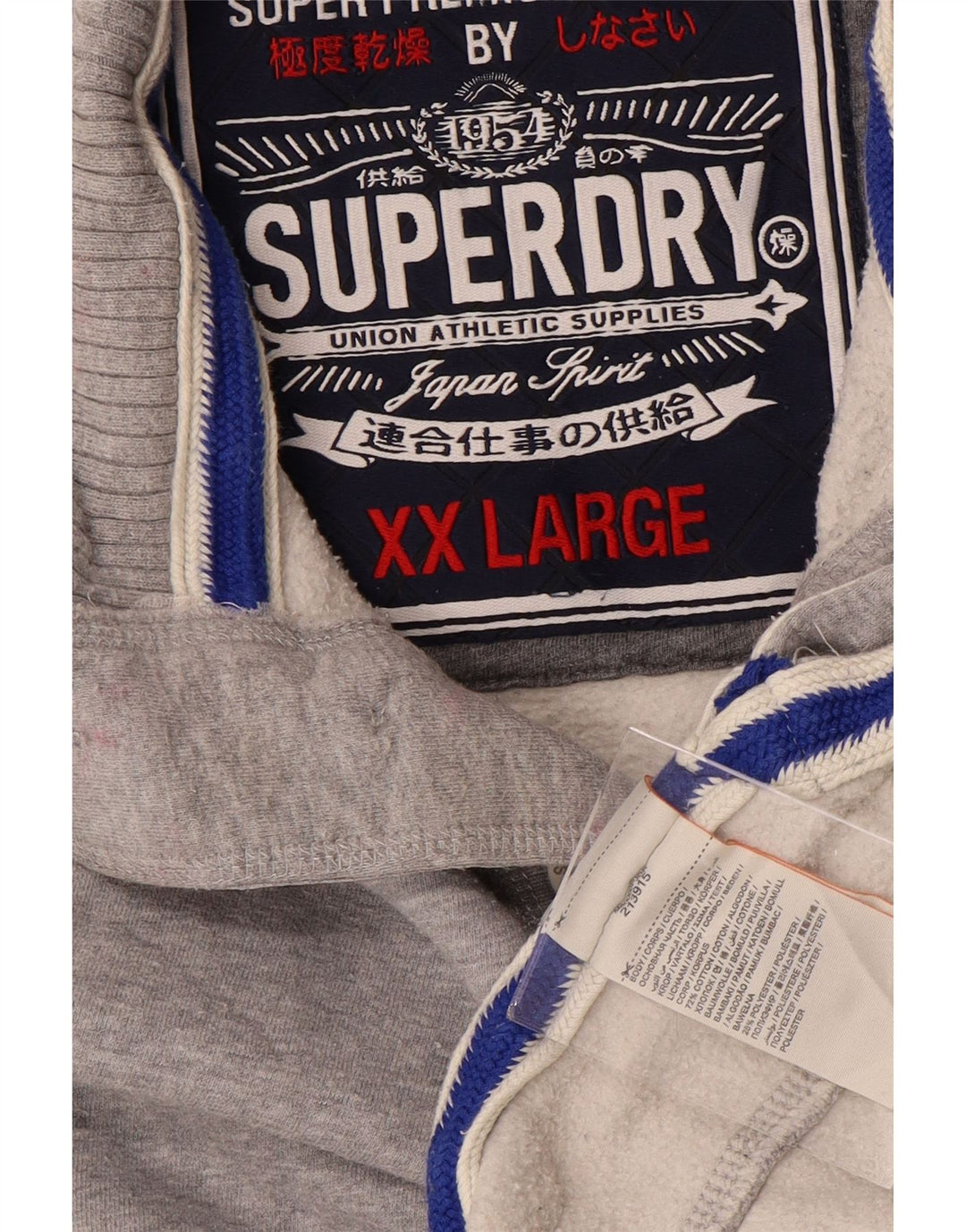 SUPERDRY Herren-Sweatshirt mit grafischem Knopfkragen, 2XL, Grau meliert