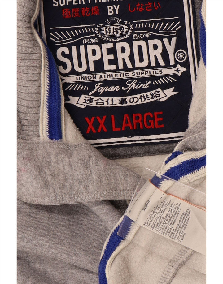 SUPERDRY Herren-Sweatshirt mit grafischem Knopfkragen, 2XL, Grau meliert