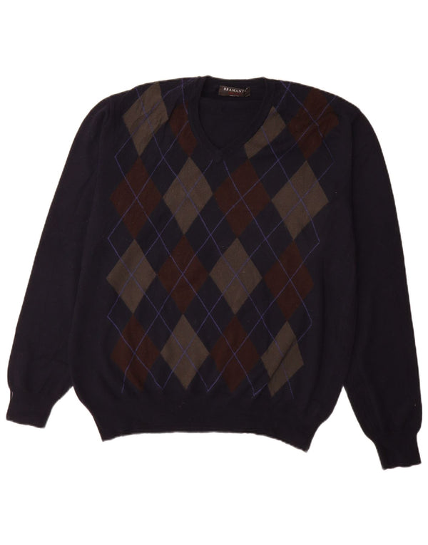 Bramante Herren-Pullover mit V-Ausschnitt IT 54 XL Marineblau Argyle/Diamant