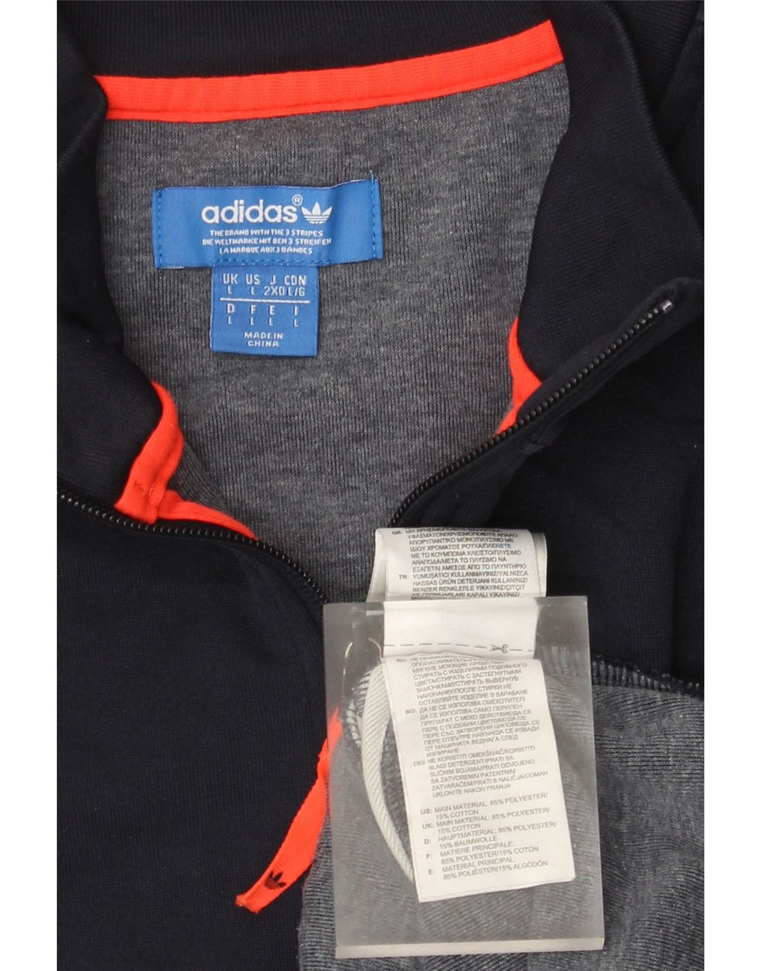 Adidas Herren-Sweatshirt mit Reißverschluss am Hals, groß, Marineblau, Farbblock