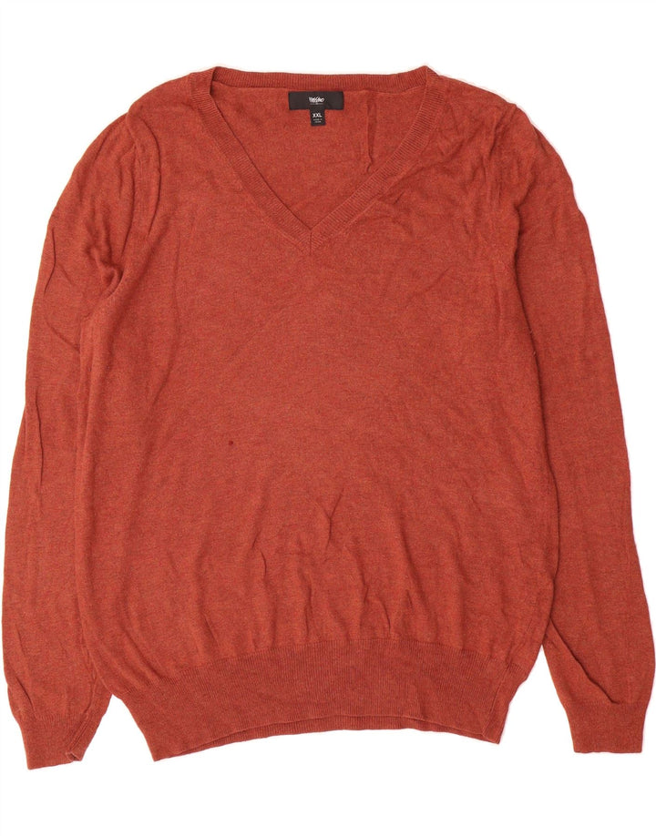 MOSSIMO Womens V-Neck Jumper Sweater UK 20 2XL Brown Nylon Vintage Mossimo and Second-Hand Mossimo from Messina Hembry 
